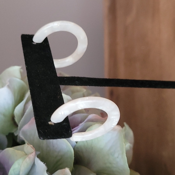 White Toned Hoop Earrings